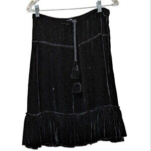 Joie ruffle bottom black velvet drawl skirt size Medium